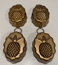 Vintage Miniature Pineapple Candy Butter Jello Molds Lot Of 4 Copper Toned 2”