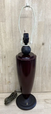 Lámpara de mesa moderna danesa MCM vintage de madera y metal de teca 28" Foto 1 de 4