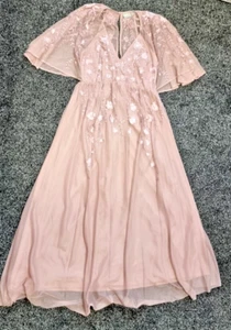 ASOS Floral Dusky Pink Embroidery Maternity Cape Dress UK size 8 - Picture 1 of 6