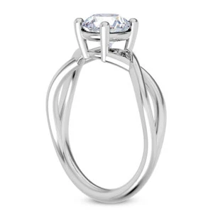 0.92 Carat Round Shape Diamond Solitaire Twist Ring E VS2 Treated 14K White Gold - Picture 1 of 6