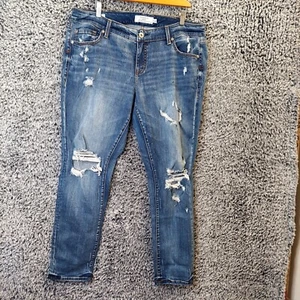 Torrid Jeans Damen 14 Blau Boyfriend Destressed Mid Rise Mid Wash Denim - Bild 1 von 8