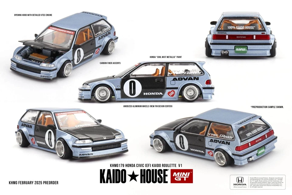 Mini GT KHMG179 Kaido House Honda Civic (EF) Kaido Roulette V1 Die Cast 1/64 - Immagine 1 di 1