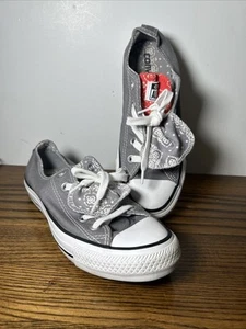 Converse Womens All Star Chuck Taylor  Sz 6 Gray/Red Double Tongue Sneakers EUC - Picture 1 of 13