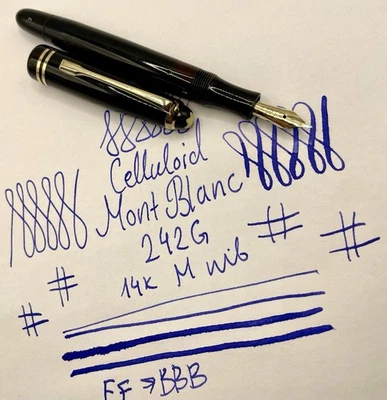 Rara pluma estilográfica de celuloide MONTBLANC 242 G años 50 como nueva - 14 k M nueva en caja - restaurada Foto 1 de 4