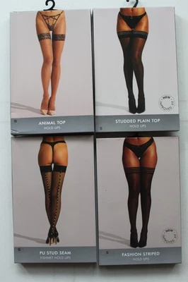 4 pairs Ann Summers studded/PU/Animal/fashion hold up tights - small (8-10)  new - Image 1 of 4