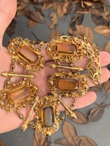 Georgische seltene Pinchbeck Citrinpaste 18. Jahrhundert Halskette 66,8 Gramm - Bild 1 von 10