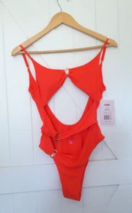 NWT YMI Blood Orange One Piece Strappy Swimsuit Bathing Suit Women's Size S - Picture 1 of 7