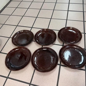 MARCREST 6 Daisy & Dot Brown Glazed Oven Proof Stoneware Dinner Plates 9 1/2" - Picture 1 of 10
