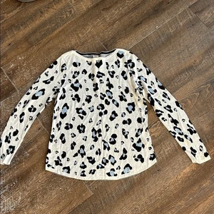 Suéter Pullover Chicos Blanco Gris Leopardo Estampado Animal Talla Mediana - Imagen 1 de 6