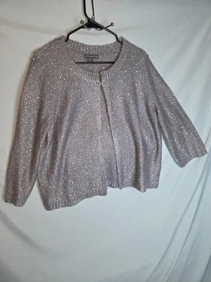 Cárdigan recortado gris manga 3/4 brillante vacaciones lentejuelas Covington talla XL NUEVO CON ETIQUETAS  Foto 1 de 4