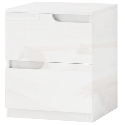 HOMCOM Comodino per Camera da Letto con 2 Cassetti in Legno 40x40x48 cm Bianco - Immagine 1 di 4
