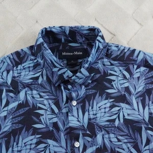 Mizzen+Main Floral Print Button Up Shirt Mens Medium Trim Fit Short Sleeve - Picture 1 of 10