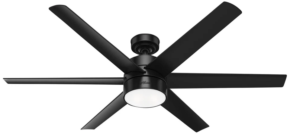 60" Hunter Solaria Matte Black Damp Rated Fan with Wall Control - Image 1 of 1
