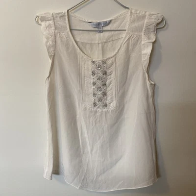Forever New Cream Silk Top Size 8 - image 1 of 4