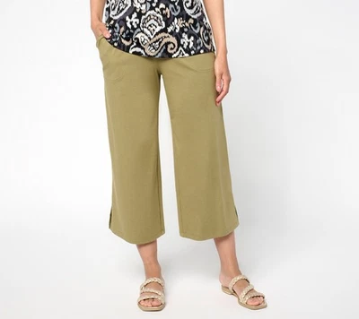 Denim & Co. Women's Petite Pants PXL Beach Jersey Printed or Solid Green A691785 - Image 1 of 4