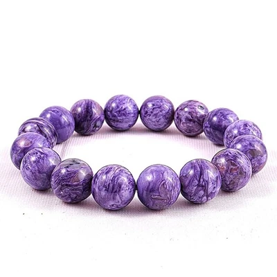 8mm Charoite Stretch Bracelet Natural Round Beads Handmade Spiritual Healing - Image 1 of 3