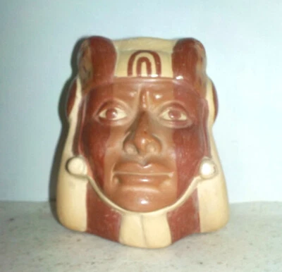 Réplique terre cuite Vase portrait Précolombien MOCHICA Pérou circa 100/500 AD - Photo 1/4