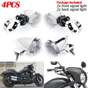 Chrome Front & Rear Turn Signal Fog Light 39mm Relocation Fork Clamp For Harley - Imagen 1 de 8