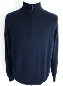 $1775 LORO PIANA Blue Classic 100% Baby Cashmere Half Zip Sweater 62 Euro 4XL - Picture 1 of 10