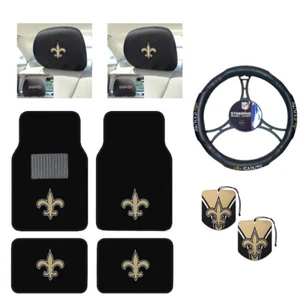 NFL New Orleans Saints Car Truck Floor Mats Steering Wheel Cover Air Fresheners - Picture 1 of 10
