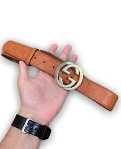 Gucci monogram leather belt brown colour lenght 106 cm 