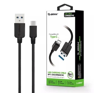 Esoulk USB Type C 5ft Fast Charging USB-A to USB-C For Phone & Android - Picture 1 of 7