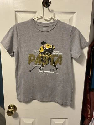 David Pastrnak Boston Bruins Hockey NHL Brand Boys Gray Shirt Size Large 14/16 - Image 1 of 3