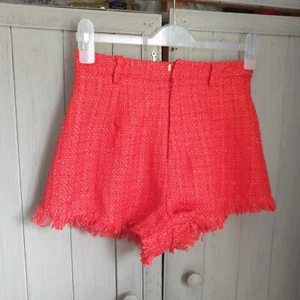 MissGuided Red Sparkle Shorts Sz 8 Weave Preppy New - Picture 1 of 5