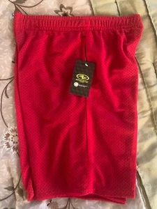 Kids Mesh RED gym shorts Size LARGE LG (10-12) Athletic Works with pockets - Picture 1 of 4