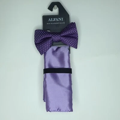 Combo de 2 piezas Alfani Geo Diamond púrpura pajarita y cuadrado de bolsillo liso 2019 Macy's Foto 1 de 4