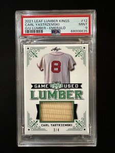 2021 Leaf Lumber Kings #12 Carl Yastrzemski - G/U Lumber Emerald 3/4 - PSA 9
