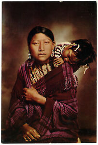 Cheyenne Native American Young Mother Child VTG Teich Postcard
