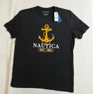 Nautica Men's Logo Anchor Crew T-Shirt Sz Large Navy Blue - Picture 1 of 3