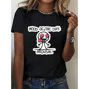 Ladies' Fun Patterned T-shirt, Casual Short Sleeved, Comfortable Round Neck Top - Picture 1 of 12