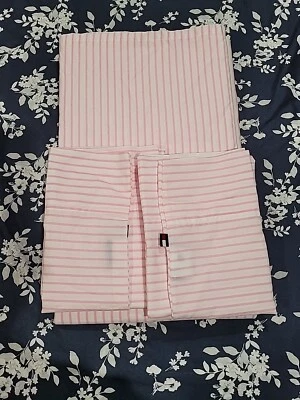 Tommy Hilfiger Full Size Flat Sheet W/2 Pillowcases Pink & White Stripes - Image 1 of 3