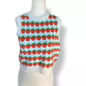 Levi’s Sweetie Strawberry Strick Pullover Weste rot grün weiß bedruckt Rundhals - Bild 1 von 9