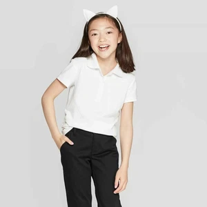 Girls' Short Sleeve Interlock Uniform Polo Shirt - Cat & Jack M (8) - Picture 1 of 4