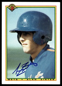 1990 Bowman Baseball Alan Zinter Rookie Auto New York Mets #135 Signed