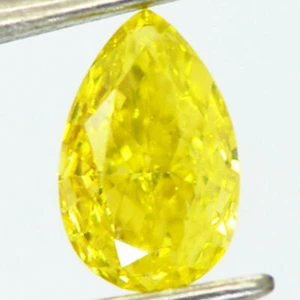 Fancy Yellow Diamond Loose Pear Shape 0.51 Carat VS2 Natural Enhanced Polished - Picture 1 of 9
