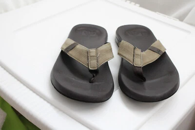 Men's Reef Cushioned Black Platform Tan Wide Strap Slipon/Flip Sandals 13 - Image 1 of 4