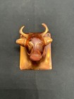 Vintage Copper Cow Bull Head Farm Kitchen Towel Apron Holder Hanger Wall Mount