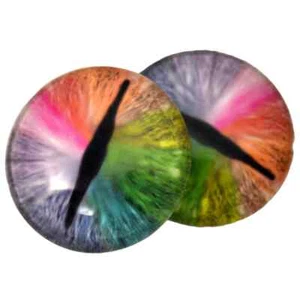 Pair Rainbow Dragon Glass Eyes Jewelry Dolls Taxidermy Flatback Cabochons - Picture 1 of 11
