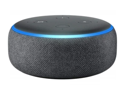 New Amazon Echo Dot 3rd Gen Smart Speaker, Alexa NEW in box, Charcoal w/ adapter - Image 1 of 2