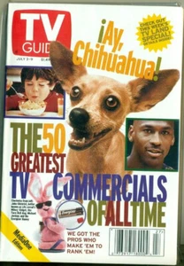 TV GUIDE- 1999- 50 GREATEST TV COMMERCIALS- GIDGET-CHIHUAHUA+NBA-MICHAEL JORDAN - Foto 1 di 1