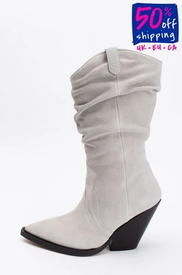 PVP €720 IRO MARLIAG Botas occidentales de cuero US8.5 FR40 UK6.5 holgadas hechas en Italia Foto 1 de 4