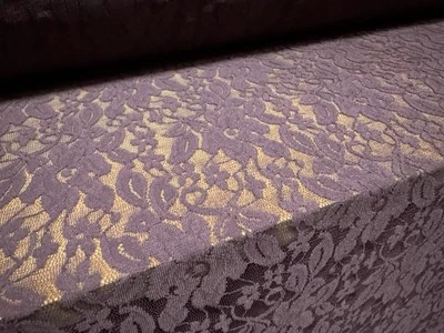 Stretch Spandex Lace Fabric, Per Metre - Floral - Purple - Image 1 of 3