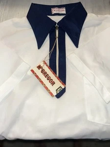 Maglione McGregor Poll-Mesh Zip Blu Collo Bianco Nuovo con etichette Vintage Taglia Media USA - Foto 1 di 10