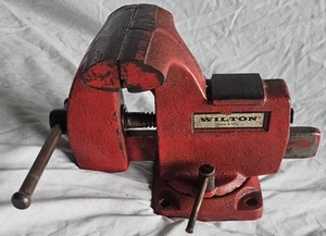 Vintage Wilton Bench Vise 5" Jaws Swivel Base Red Anvil, Nice - Picture 1 of 16