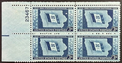 U.S. Scott #942, Plate Block of 4, 100th Anniv of Iowa Statehood, Very Fine, MNH - Image 1 of 2