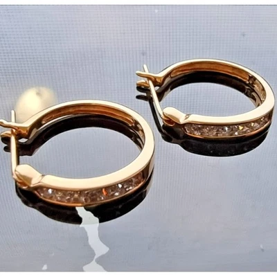 VA 14K 黄金天然钻石耳钉 3.3 克 TDW 0.25 克拉 AT — 第 1/4 张图片